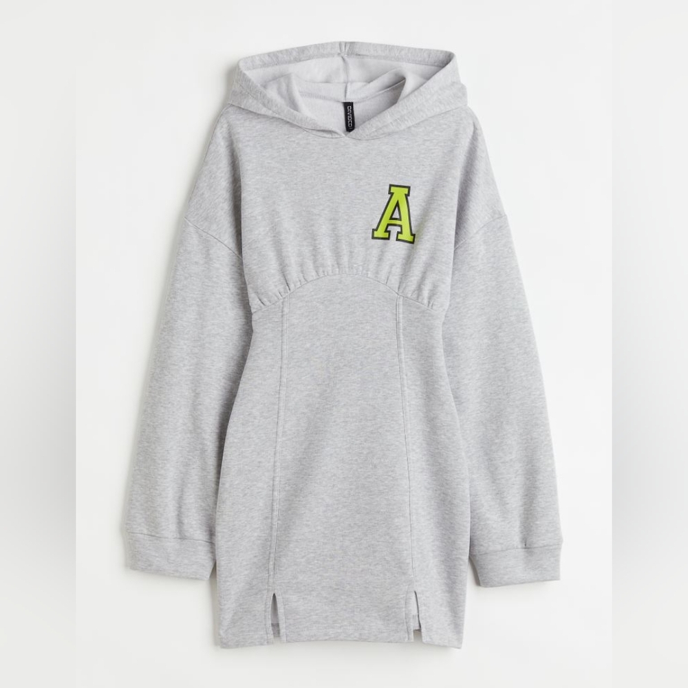 H&M, Fitted Sweatshirt Dress, Light gray melange/A, Small.